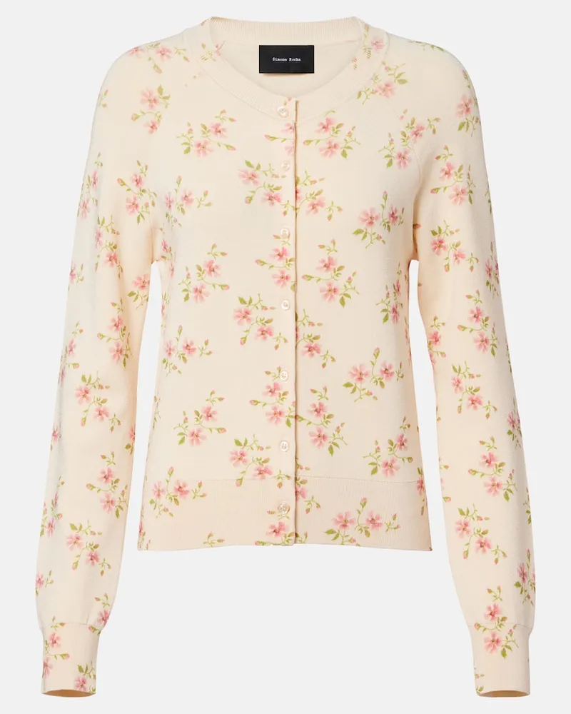 Simone Rocha Cardigan con stampa floreale Beige