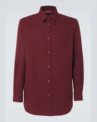 Gucci Camicia in canvas di misto cotone GG Rosso