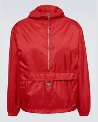 Prada Giacca in tessuto tecnico con zip Rosso