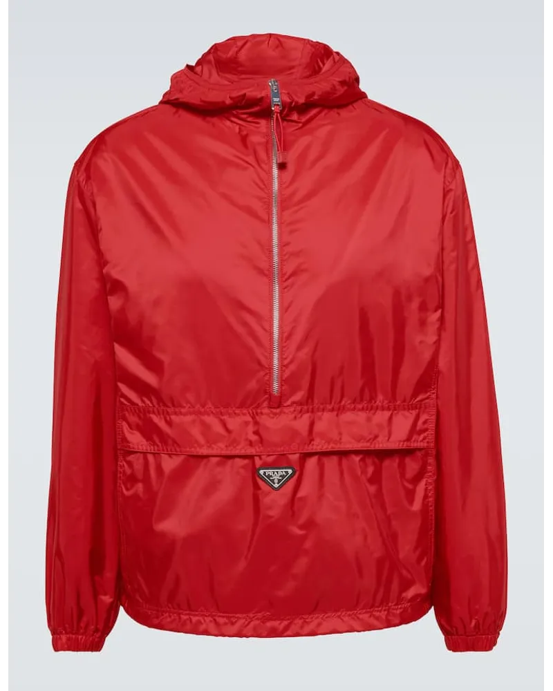 Prada Giacca in tessuto tecnico con zip Rosso