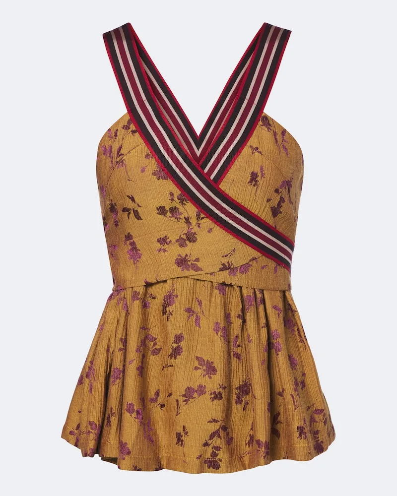 Dries van Noten Top con stampa floreale Giallo