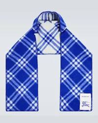 Burberry Sciarpa in lana a quadri con cappuccio Blu