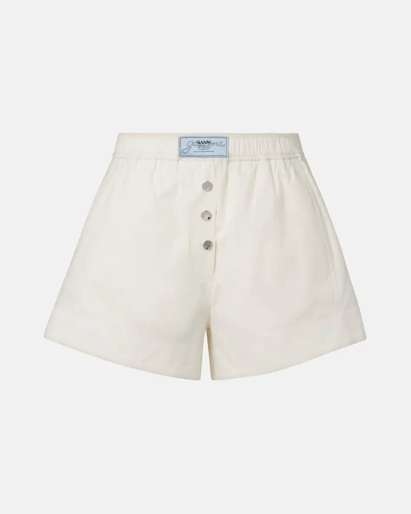 Ganni Shorts in misto cotone Bianco