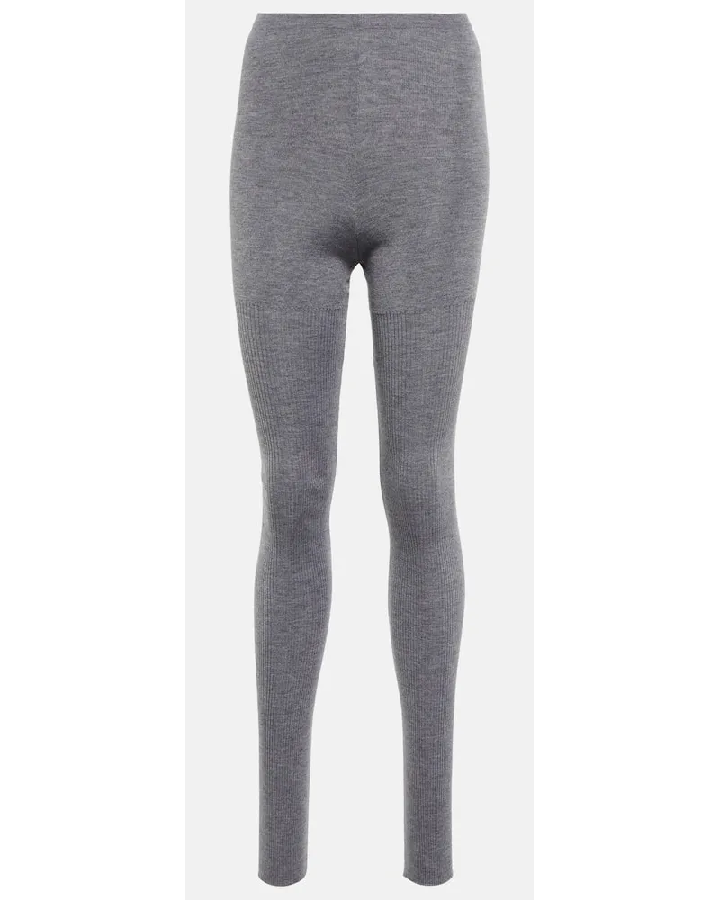 Alaïa AlaÃ¯a Leggings in cashmere e seta a vita alta Grigio