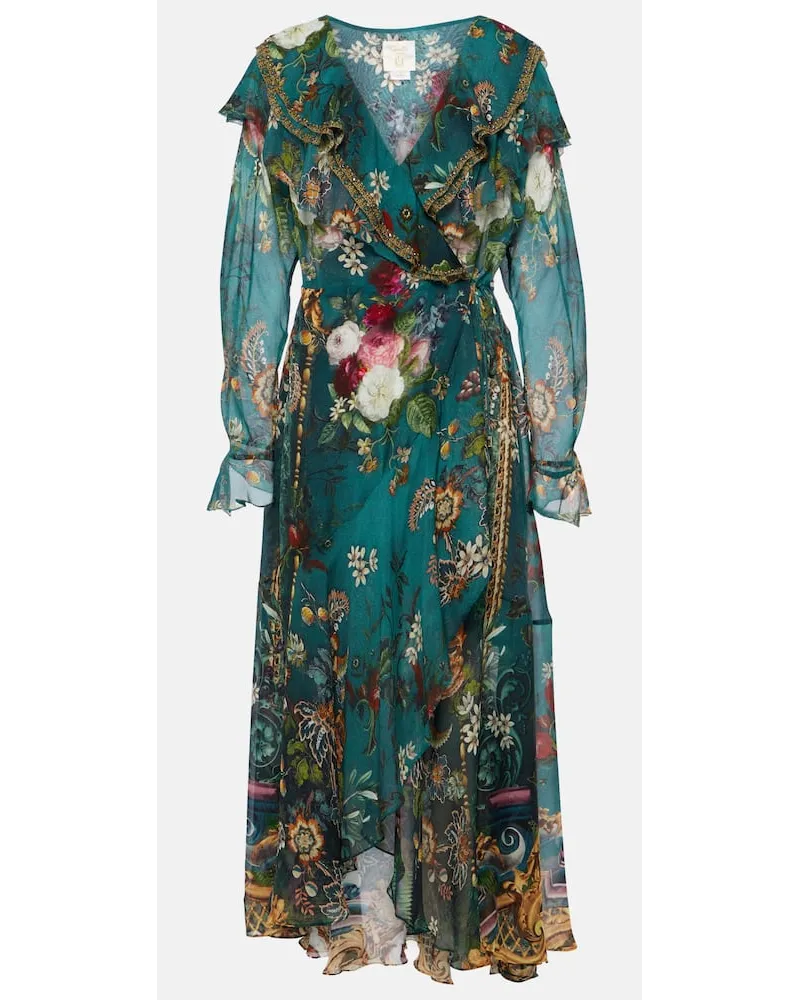 Camilla Abito midi in seta con stampa Multicolore
