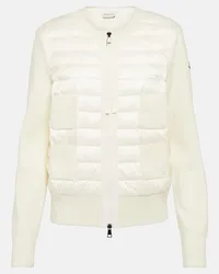 Moncler Giacca in lana con pannelli imbottiti Bianco