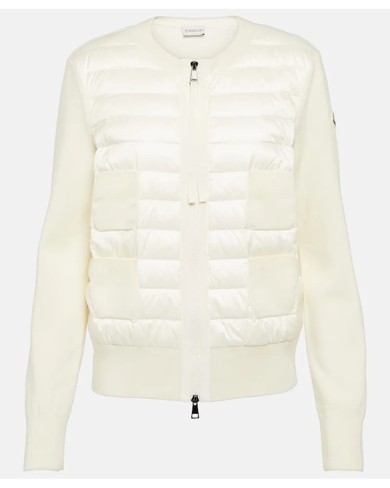 Moncler Giacca in lana con pannelli imbottiti Bianco