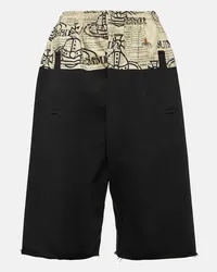 Vivienne Westwood Shorts Kung Fu in cotone con stampa Nero