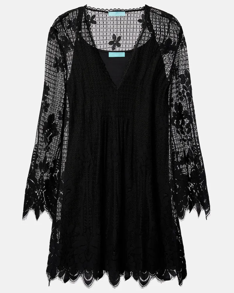 Melissa Odabash Abito corto Elizabeth in pizzo di misto cotone Nero