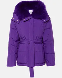 Yves Salomon Piumino con shearling e cintura Viola