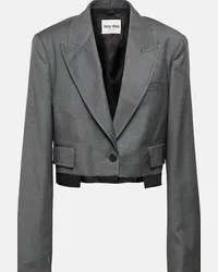 Miu Miu Blazer cropped in lana vergine Grigio