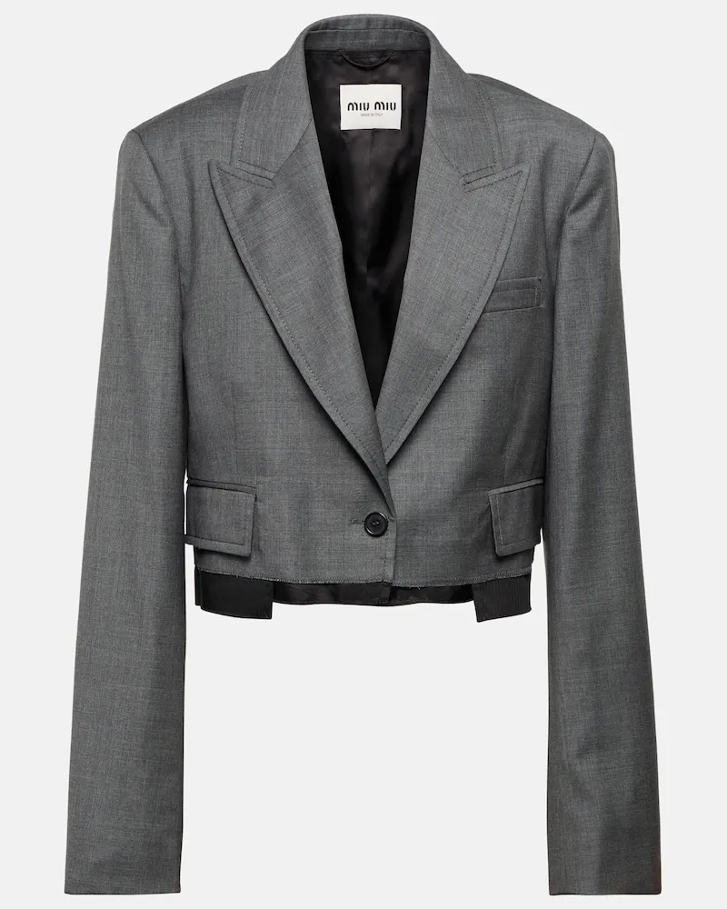 Miu Miu Blazer cropped in lana vergine Grigio