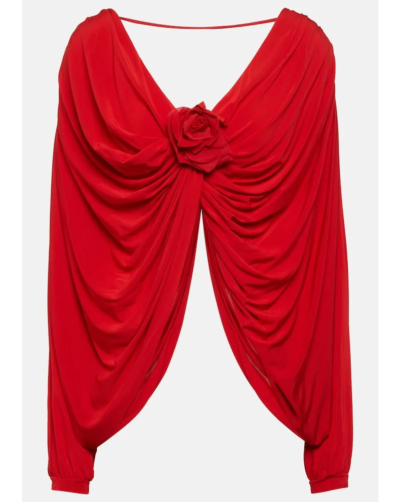 Giuseppe di Morabito Top in jersey con applicazione floreale Rosso