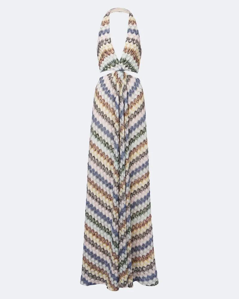 Missoni Abito lungo a zig zag con lamé e cut-out Multicolore