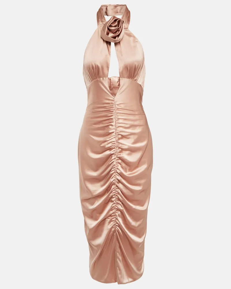 Alessandra Rich Abito midi in misto seta Rosa