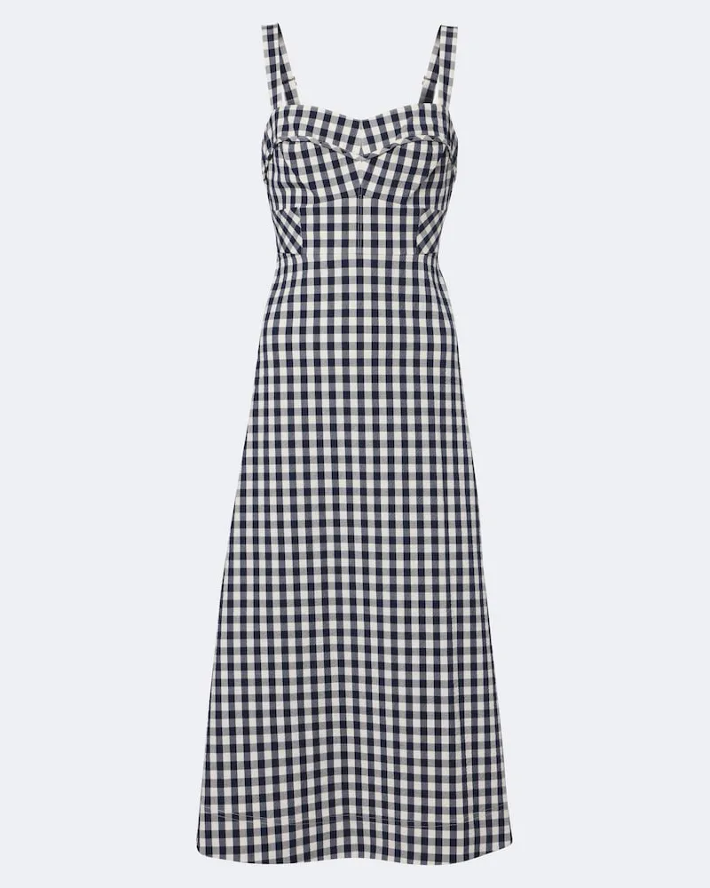 Veronica Beard Abito midi Aila in cotone a quadri Blu