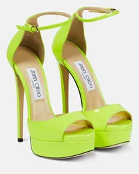 Jimmy Choo Sandali Max 150 in vernice con plateau Giallo