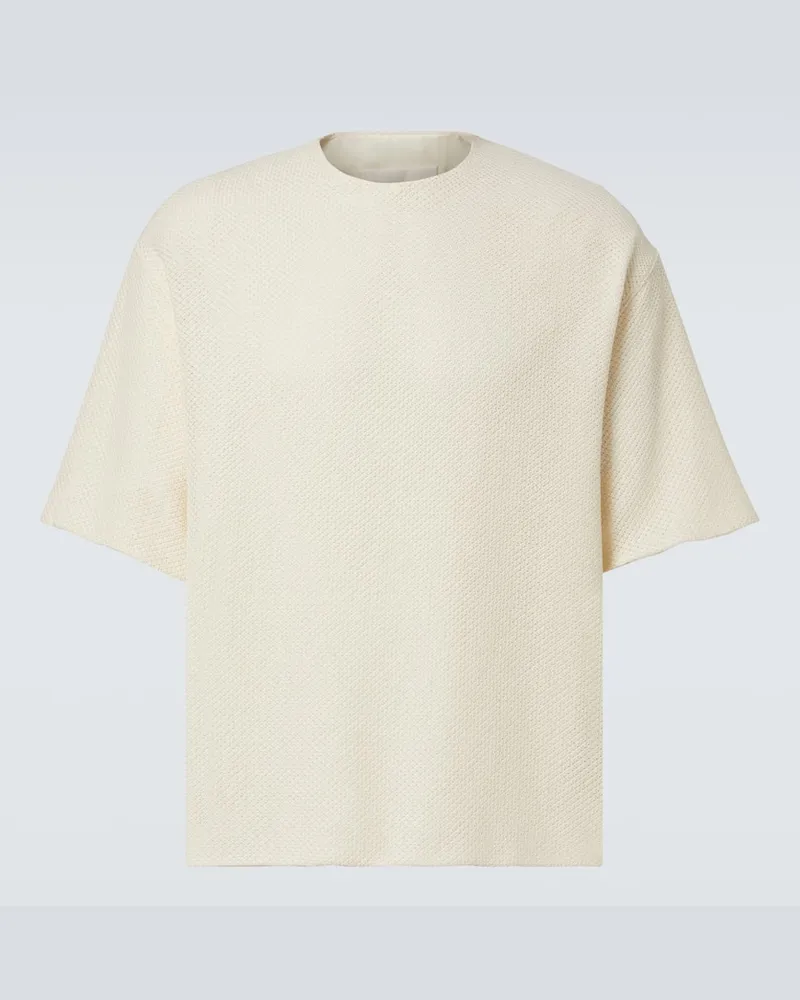 Jil Sander T-shirt in misto cotone con zip Bianco