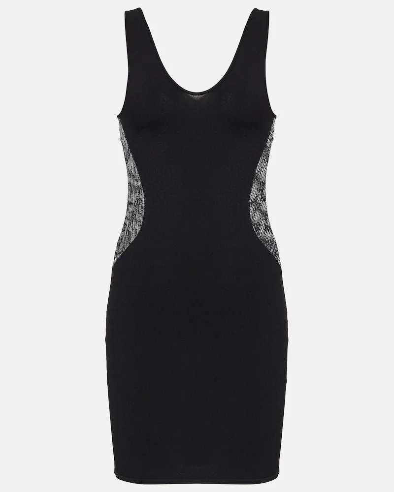 Stella McCartney Miniabito con pannelli in mesh Nero