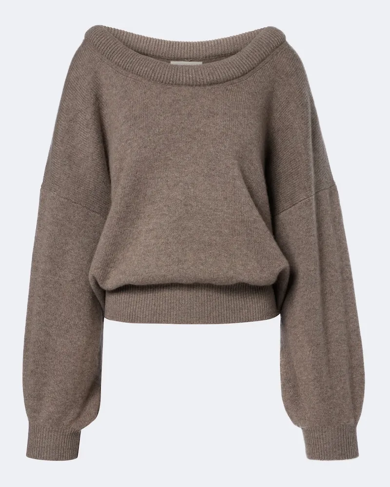 Lisa Yang Pullover Doria in cashmere off-shoulder Grigio