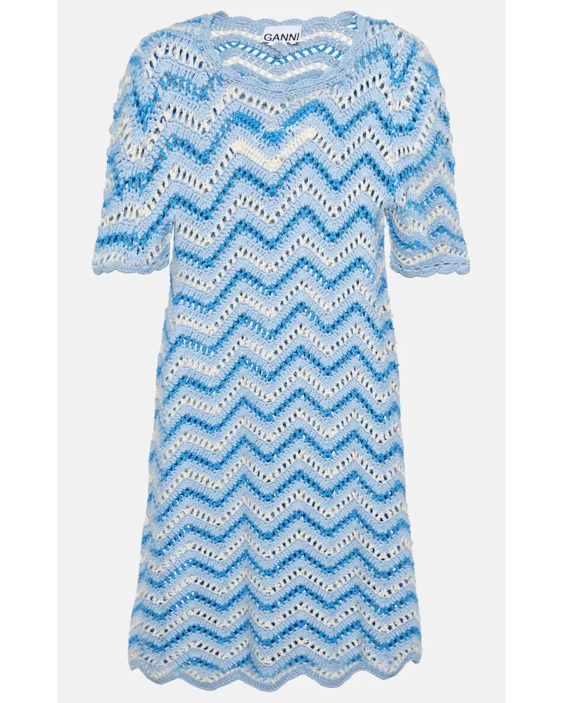 Ganni Miniabito in crochet di cotone Blu