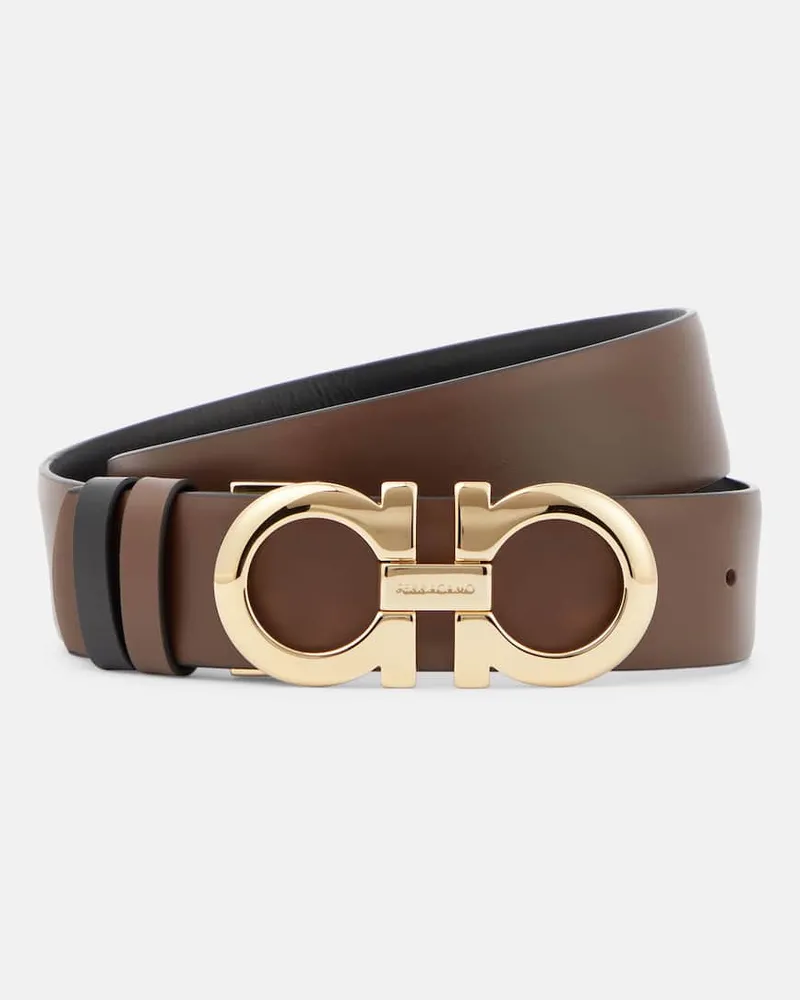 Ferragamo Cintura reversibile Gancini in pelle Marrone