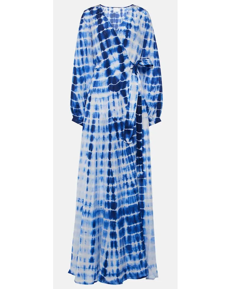 Anna Kosturova Abito a portafoglio in twill di seta Blu