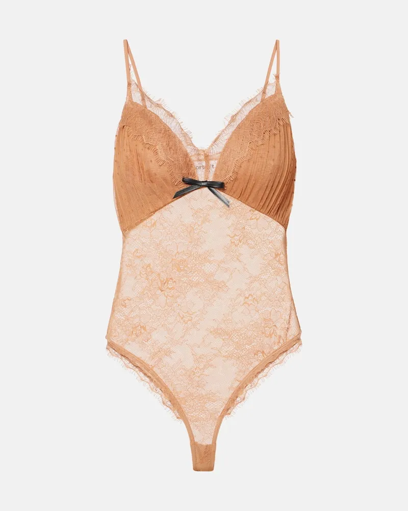 Self-Portrait Body in mesh con pizzo Arancione