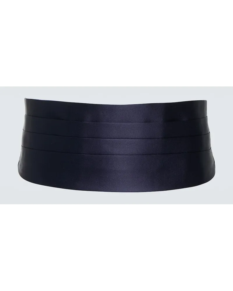Brunello Cucinelli Cintura da smoking in seta e cotone Blu