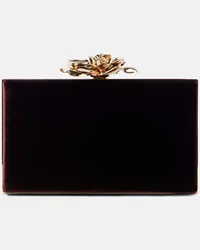 Victoria Beckham Clutch Frame Flower Mini in velluto Rosso