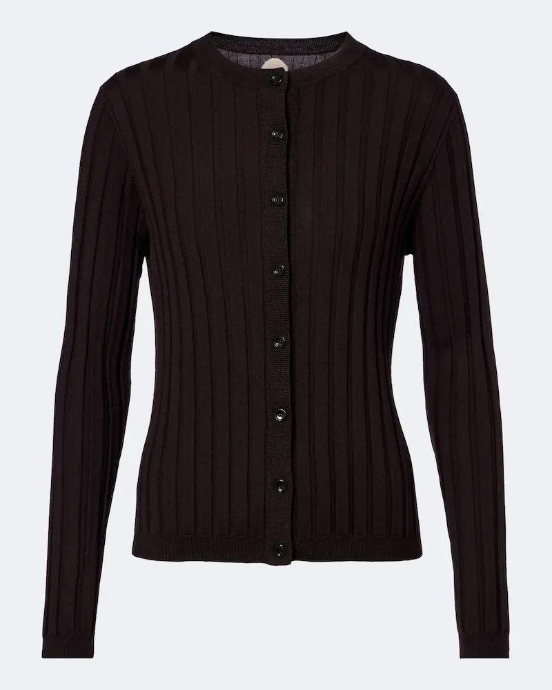 Jardin des Orangers Cardigan in lana vergine in maglia a coste Marrone