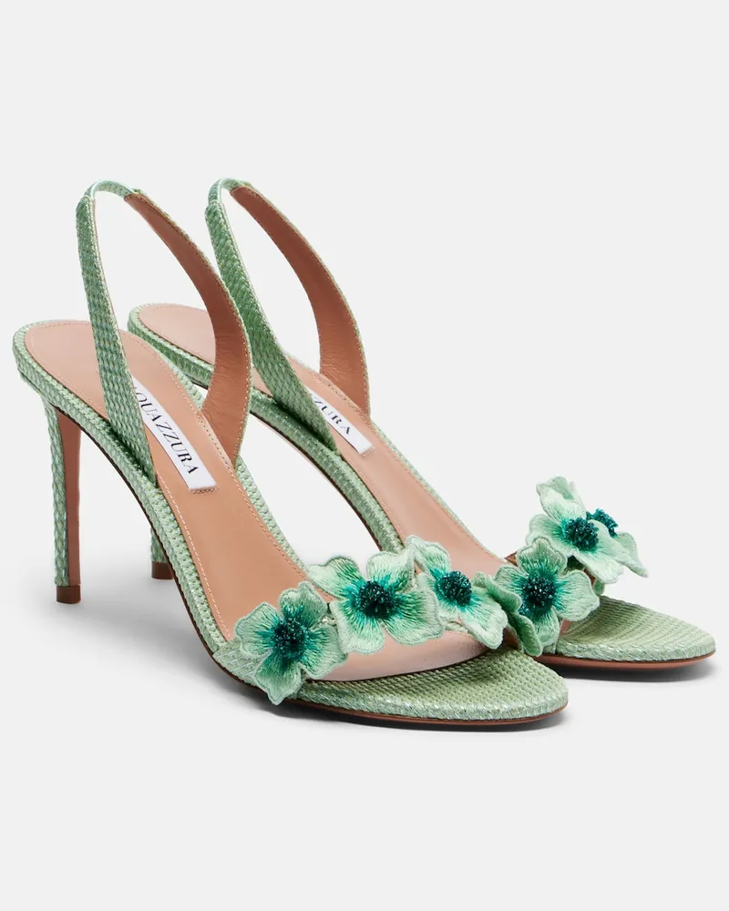 Aquazzura Sandali slingback Passionflower in rafia Verde