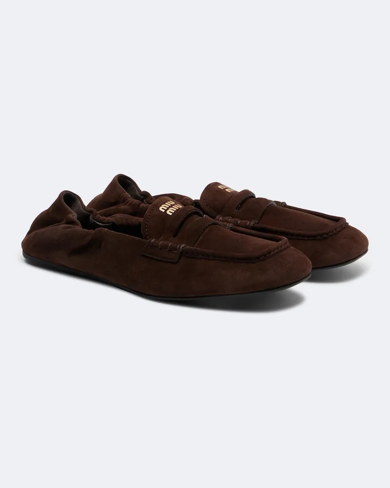 Miu Miu Mocassini in suede Marrone