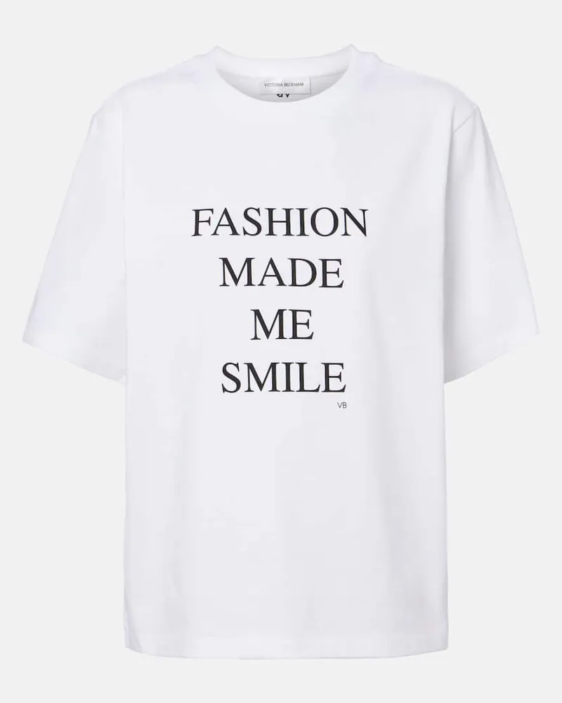 Victoria Beckham T-shirt in jersey di cotone con stampa Bianco