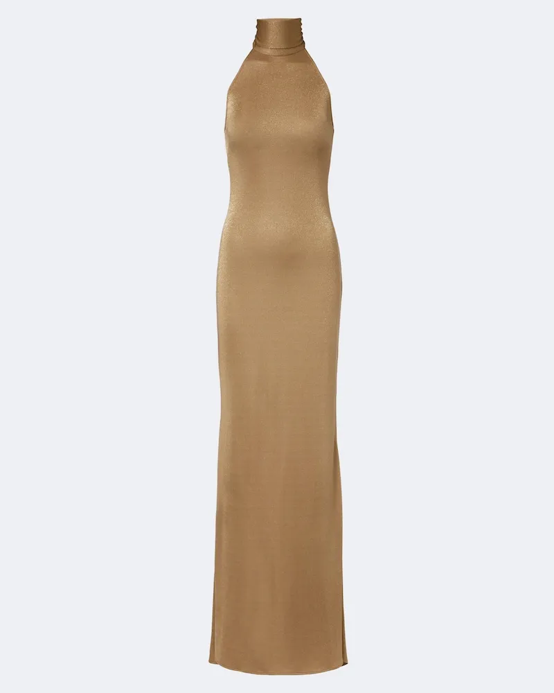 Ralph Lauren Abito lungo Kelsie con scollo all'americana Oro