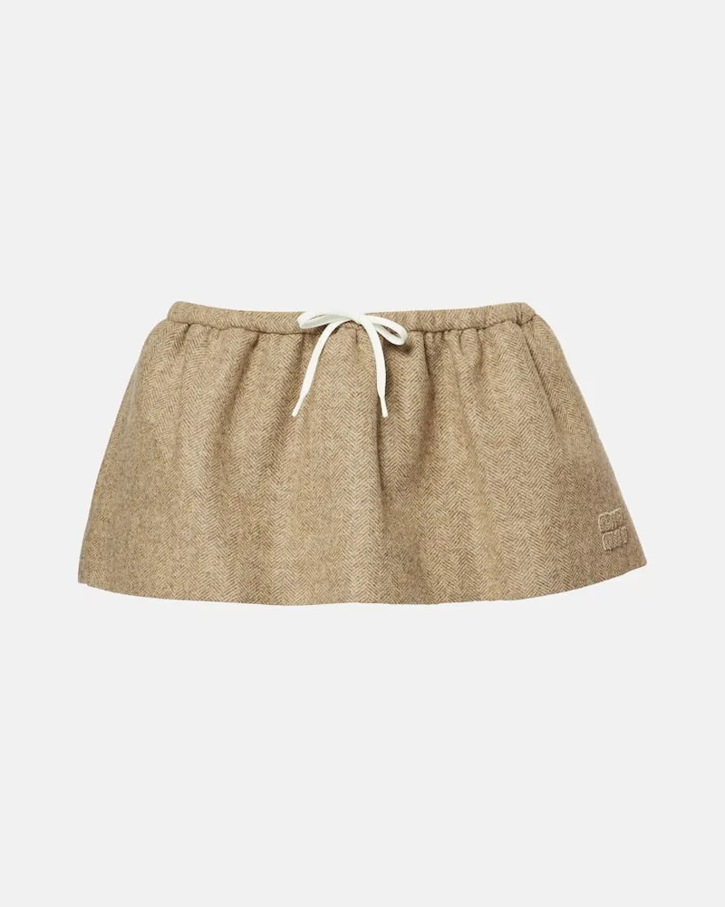 Miu Miu Minigonna in lana vergine Beige