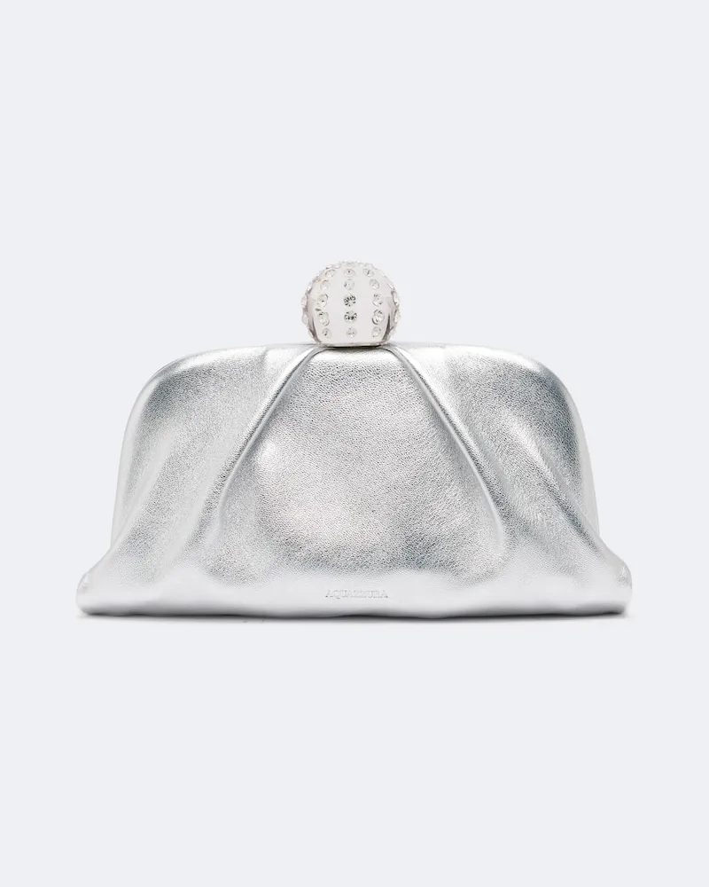 Aquazzura Clutch Tequila in canvas Argento
