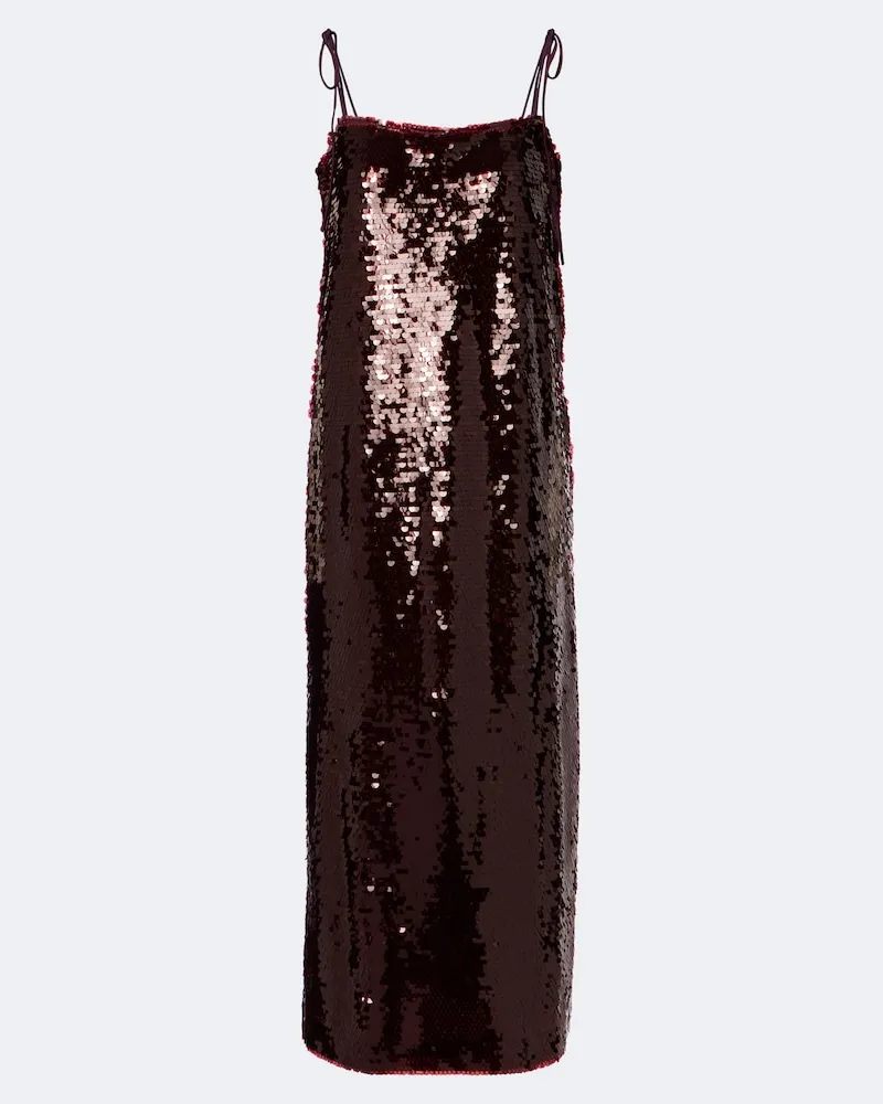 Adriana Degreas Abito midi con paillettes Borgogna