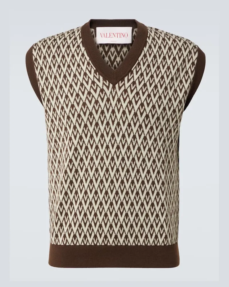 Valentino Garavani Pullover senza maniche Tout La V in lana vergine Marrone