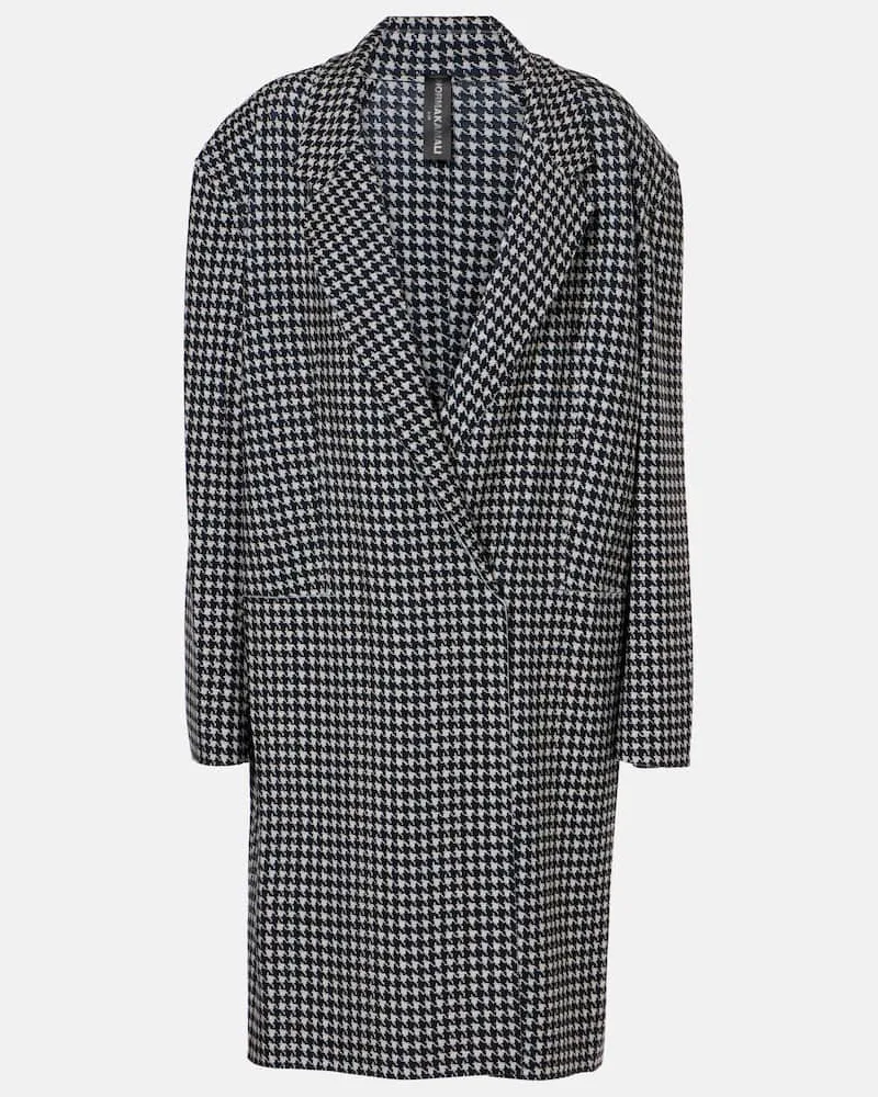 Norma Kamali Cappotto doppiopetto pied-de-poule Nero