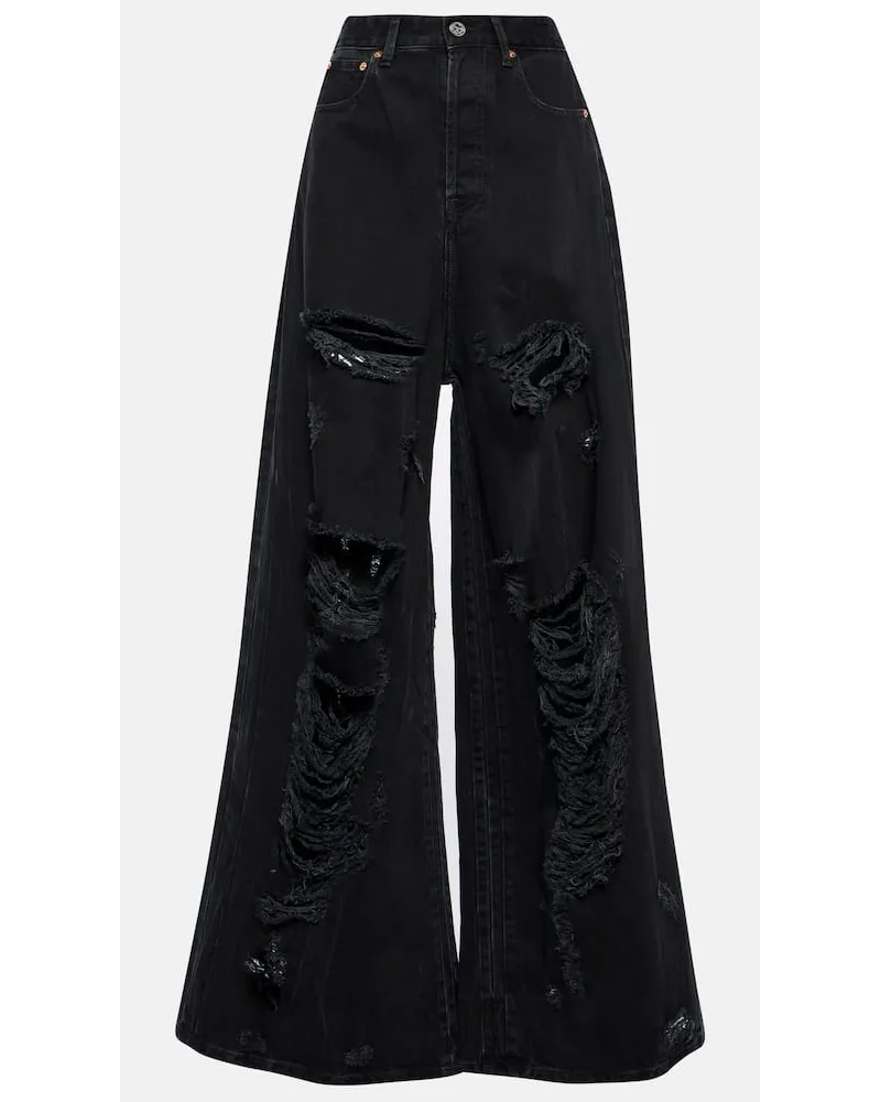 VETEMENTS Jeans a gamba larga distressed Nero