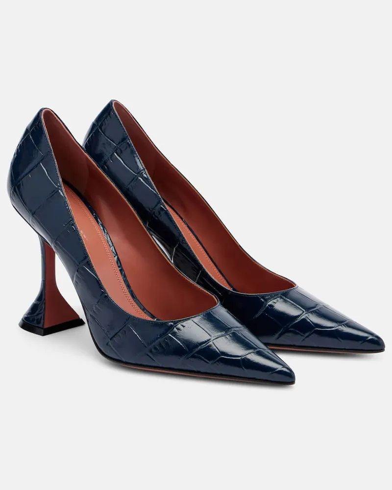 Amina Muaddi Pumps Ami in pelle stampata Blu