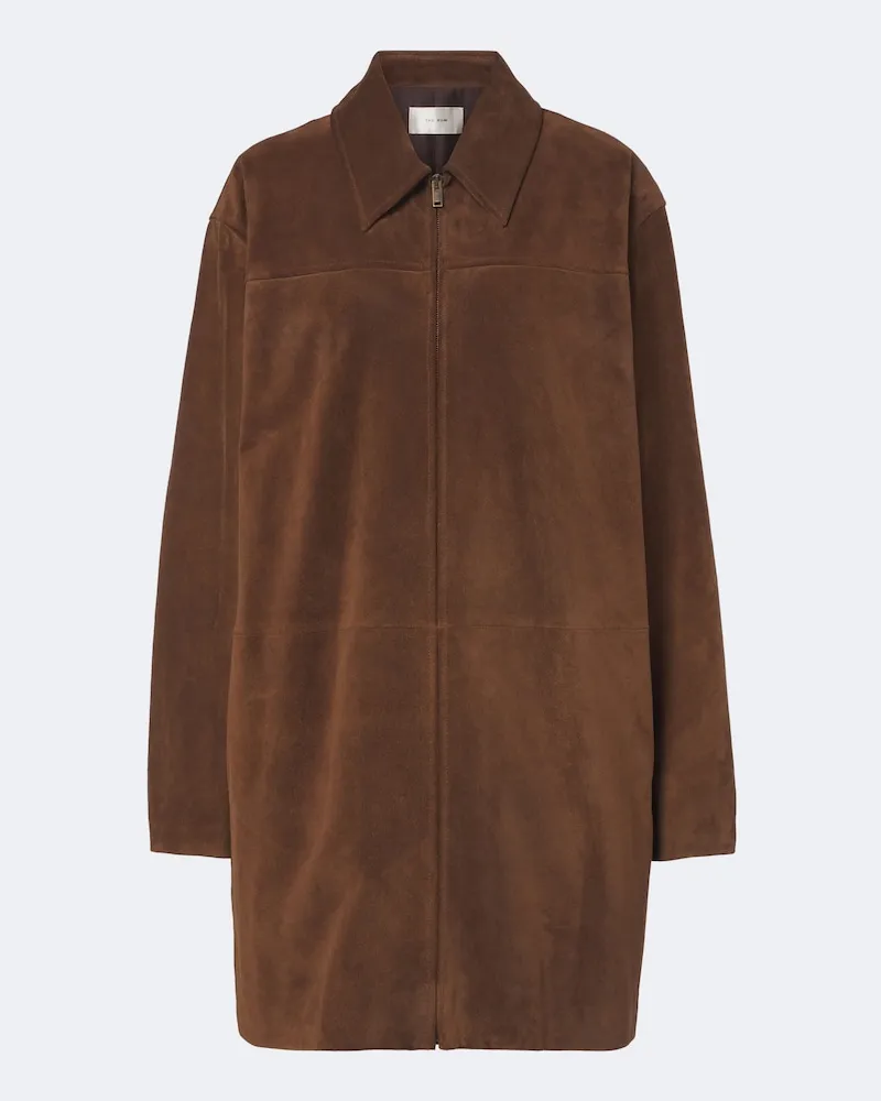The Row Cappotto Dakara in suede Marrone