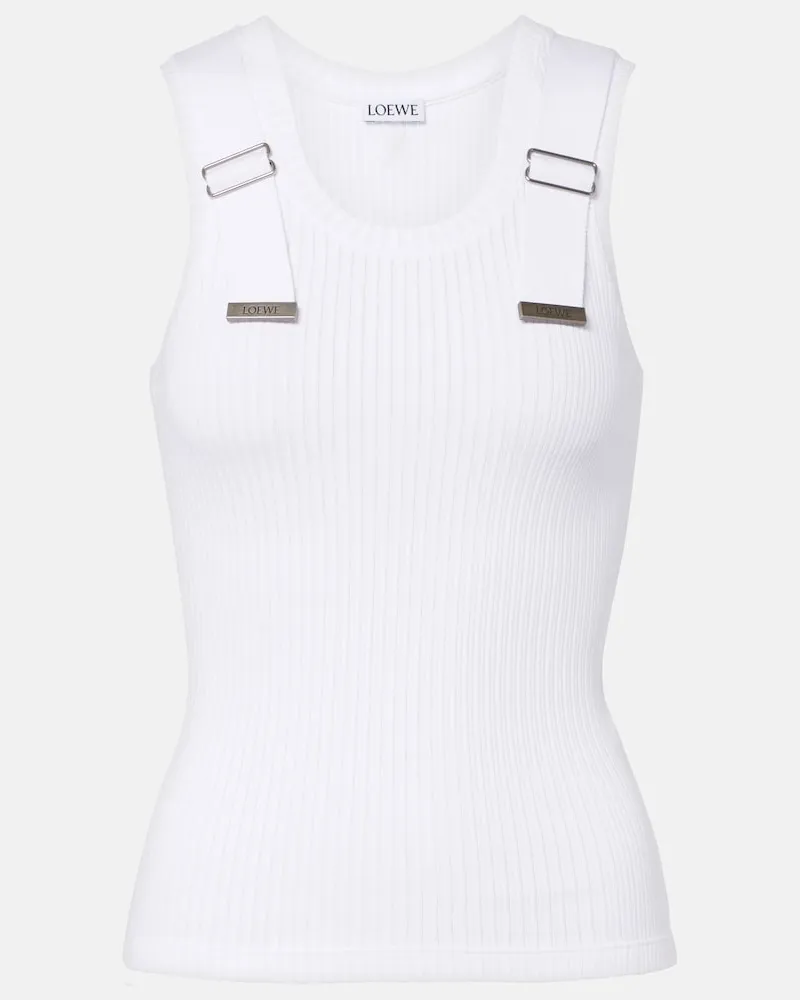 Loewe Top in misto cotone a coste Bianco