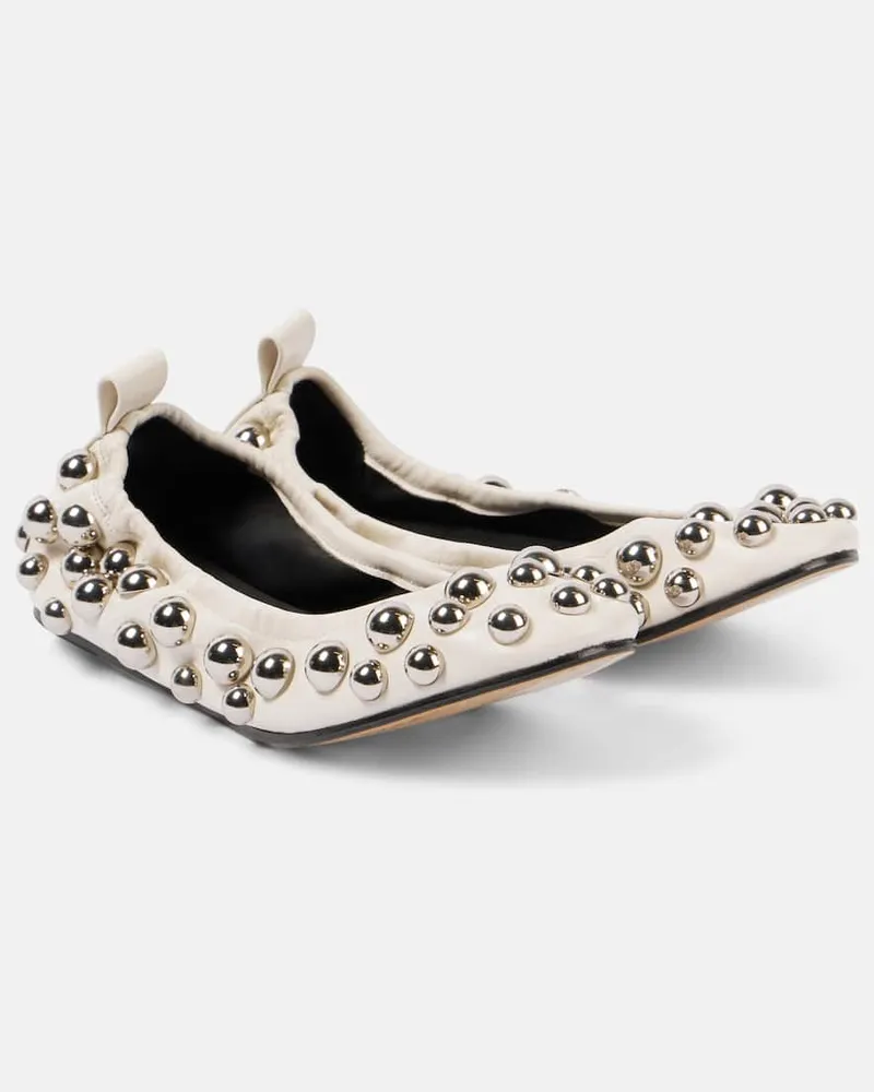 Isabel Marant Ballerine Belna in pelle con borchie Bianco