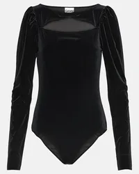 Ganni Body in jersey di velluto con cut-out Nero