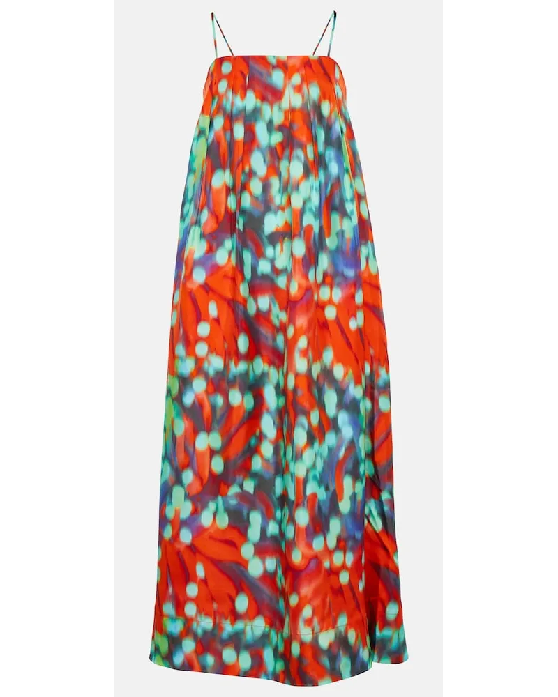 ASCENO Abito lungo Heather in seta con stampa Multicolore