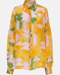 Dries van Noten Camicia in seta con stampa Arancione