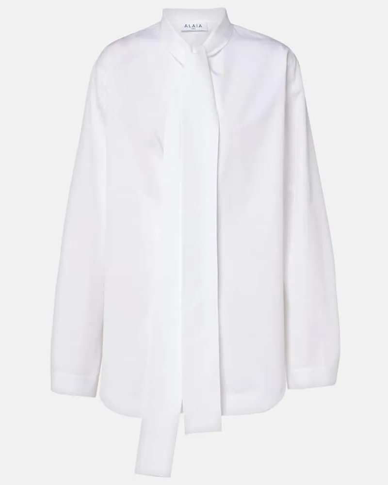 Alaïa AlaÃ¯a Blusa Scarf in cotone Bianco