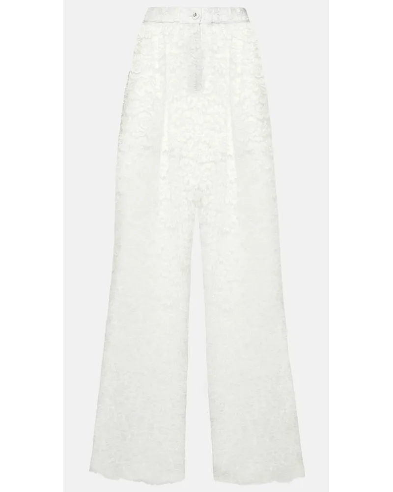 Dolce & Gabbana Pantaloni a gamba larga in pizzo Bianco